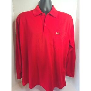 VTG Dunhill Red Long Sleeve Polo Shirt Pocket Logo XL RUNS SMALL SEE MEASURES